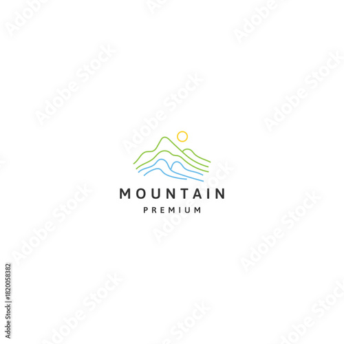 Flat Vector Minimalist Mountain Symbol Logo Design Template