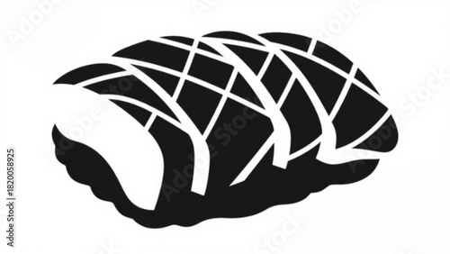 Vintage cartoon vector illustration icon of a silhouette of a turtle, banana, and banana leaf food art symbol design