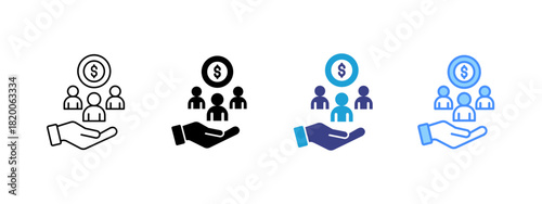 Credit Union icon set multiple style collection