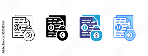 Debt  icon set multiple style collection