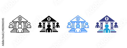Credit Union  icon set multiple style collection