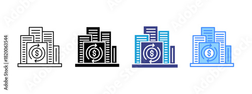 Company  icon set multiple style collection