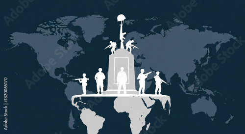 A global tribute to fallen soldiers, honoring their sacrifice on a world map background