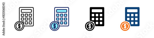 Calculator All In One Icon Multi Styles Vector Set