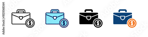 Briefcase All In One Icon Multi Styles Vector Set