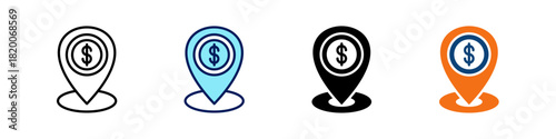 Location All In One Icon Multi Styles Vector Set
