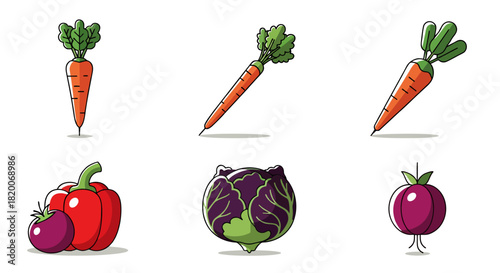 Fresh collection of assorted vegetables isolated on a white background