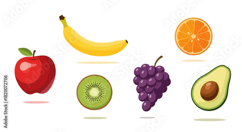 Fresh set of assorted fruits and berries in a healthy isolated collection