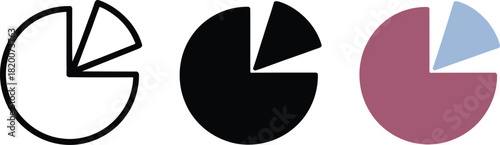 Pie chart variations symbolizing data analysis and statistical representation vector design