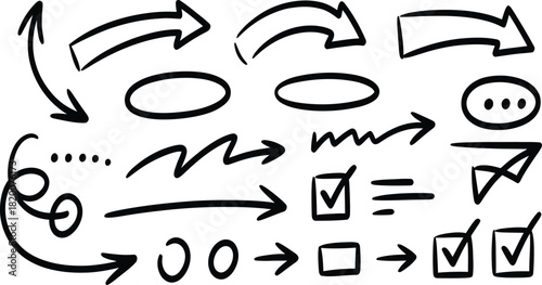 Hand drawn doodle arrow collection design elements and shape graphic ,arrow, arrows, doodle, hand drawn, design 
