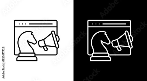 Marketing Strategy White Icon Set Design