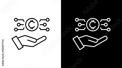 Digital Currency White Icon Set Design