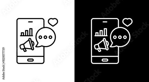 Social Media Marketing White Icon Set Design