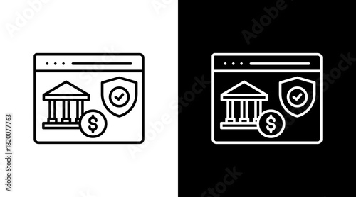 Internet Banking White Icon Set Design