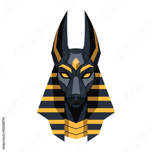 Anubis Egyptian God of the Afterlife Vector Illustration in striking black and gold