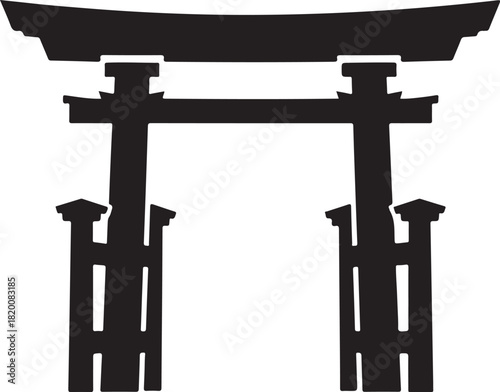 A simple black silhouette of a traditional japanese torii gate design