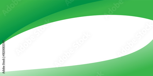 Latar belakang gelombang hijau modern dengan lengkungan halus, nada gradien, dan garis tipis putih dan hijau mengalir pada latar belakang putih bersih.
