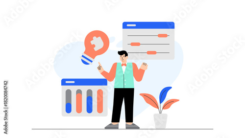 Flat Design Corporate Leadership Coaching Flat Vector Illustration