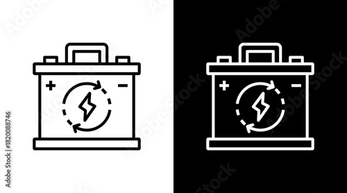 Car Battery White Icon Set Design