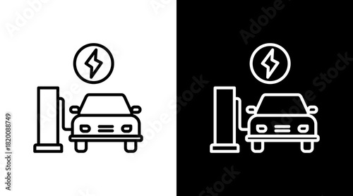 Charging Station White Icon Set Design