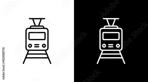 Train White Icon Set Design