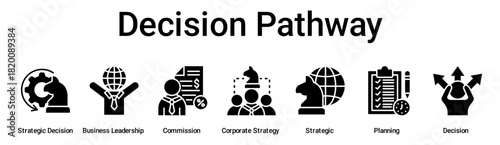 Decision Pathway banner web icon vector illustration concept for business with icon of Strategic Decision, Business Leadership, Commission, Corporate Strategy, Strategic, Planning.