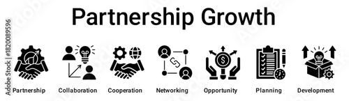 Partnership Growth banner web icon vector illustration concept for business with icon of Partnership, Collaboration, Cooperation, Networking, Opportunity, Planning.