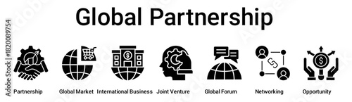 Global Partnership banner web icon vector illustration concept for business with icon of Partnership, Global Market, International Business, Joint Venture, Global Forum, Networking.