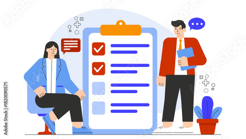 Business People Discussing Workplace Policies Flat Vector Illustration