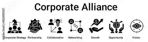 Corporate Alliance banner web icon vector illustration concept for business with icon of Corporate Strategy, Partnership, Collaboration, Networking, Growth, Opportunity.