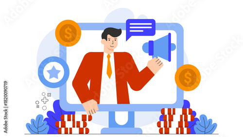 Flat Design Affiliate Marketing Business Concept Flat Vector Illustration