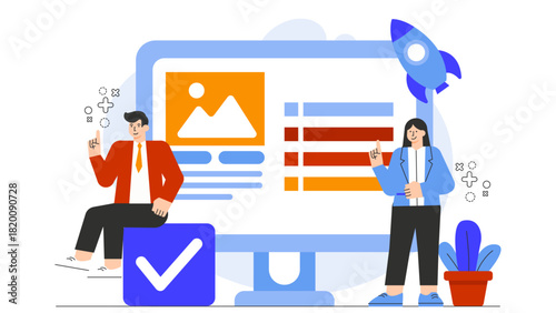 Flat Design Digital Product Launch and Promotion Flat Vector Illustration