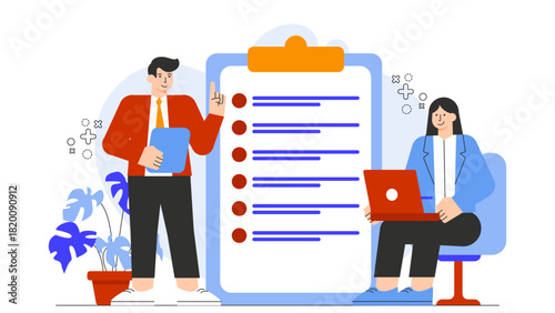 Business People Preparing Documents for Customs Flat Vector Illustration