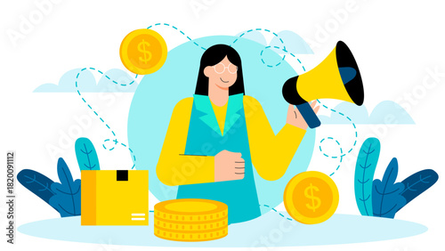 Flat Design Affiliate Marketing Business Concept Flat Vector Illustration