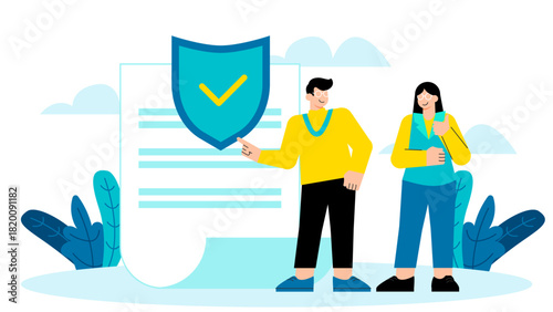 Flat Design Smart Contracts in Business Agreement Flat Vector Illustration