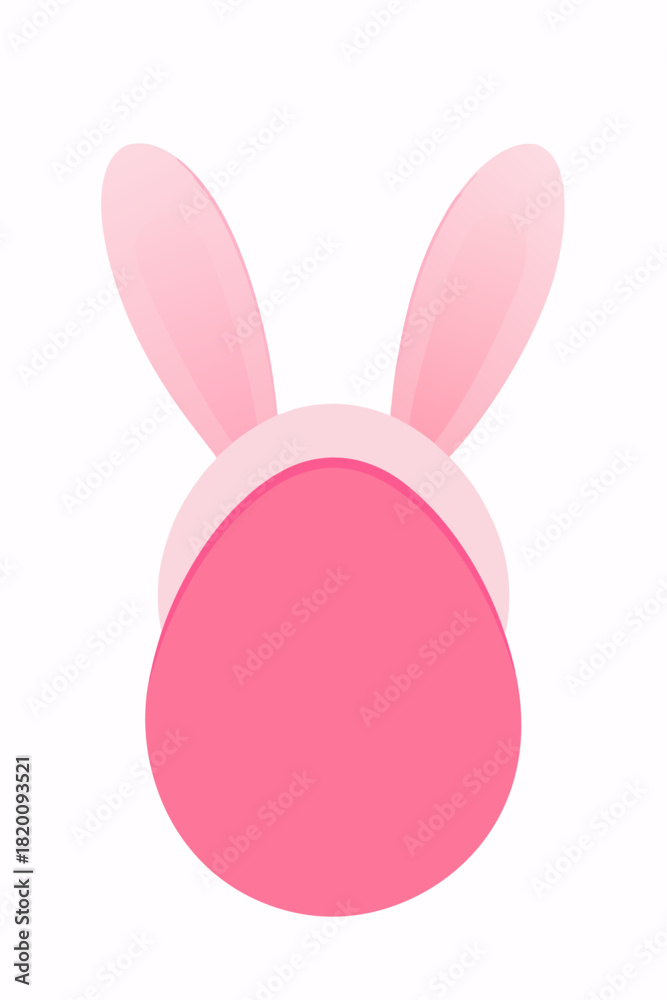 Obraz premium Minimalist Pink Easter Egg with Bunny Ears - Modern Vector Art