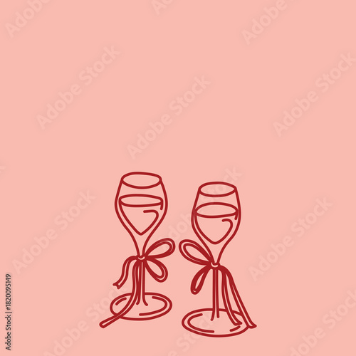 set of champagne glass with bow