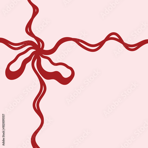 red ribbon on pink background