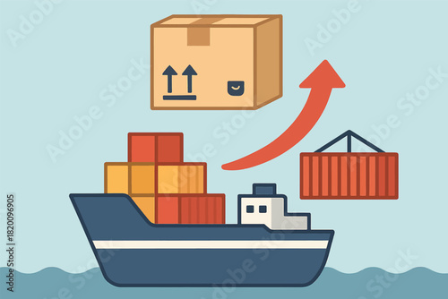 Clean Minimal Shipping Icon Set With Cargo Box Ocean Freight And Transport Elements