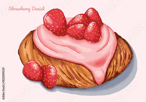 Strawberry Danish Pastry oil pastel