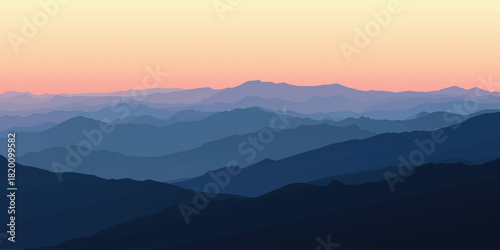 Layered mountain silhouettes against a vibrant colorful sunset sky