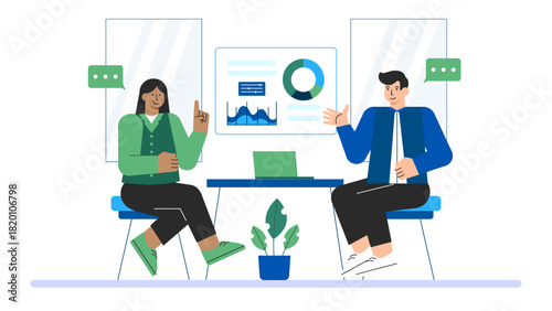 Business team working on diversity and inclusion program Flat Vector Illustration