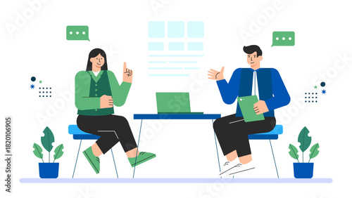 Flat vector of business interview process Flat Vector Illustration