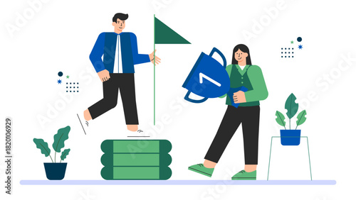 Flat illustration of employee motivation and rewards Flat Vector Illustration