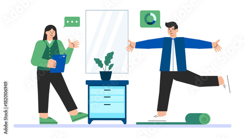 Flat design of corporate wellness program Flat Vector Illustration