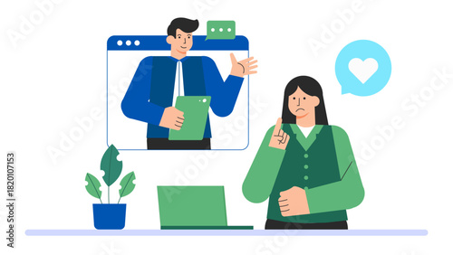 Flat illustration of workplace mental health support Flat Vector Illustration