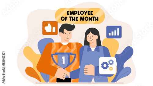 Flat illustration of employee motivation and rewards Flat Vector Illustration