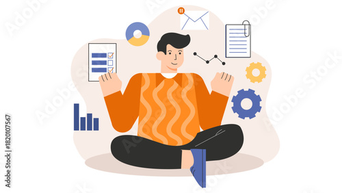 Flat illustration of work-life balance in corporate life Flat Vector Illustration