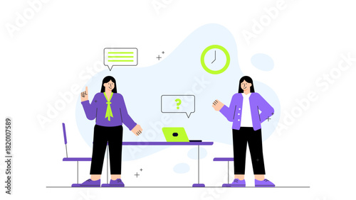 Flat vector of business interview process Flat Vector Illustration