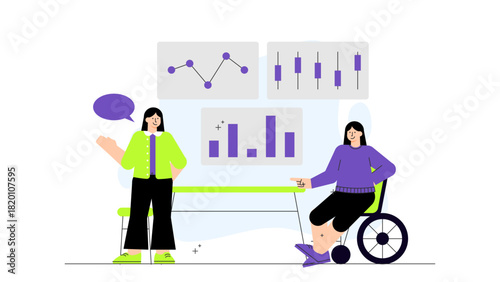 Business team working on diversity and inclusion program Flat Vector Illustration
